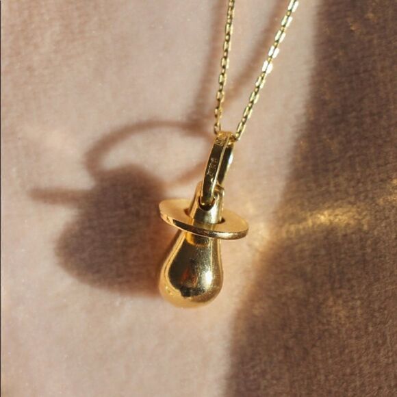Gold pacifier 14k solid gold pendant perfect babyshower gift